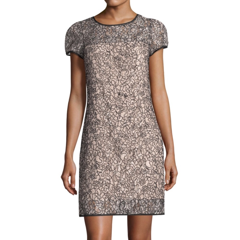 Milly lace illusion short sleeve cocktail dress 12